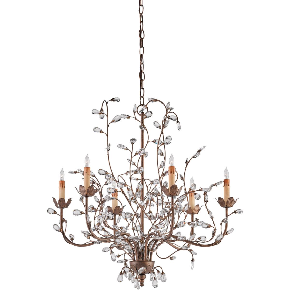 Currey & Company 9882 Crystal Bud 6 Light 28 inch Cupertino Chandelier Ceiling Light, Medium